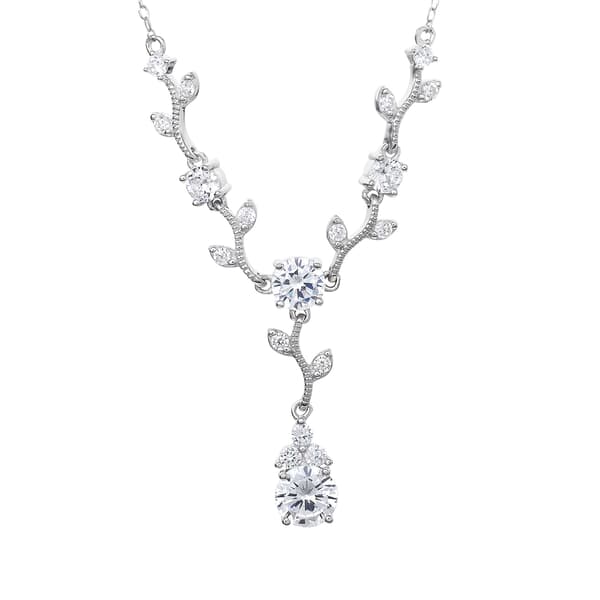 Splendere Sterling Silver Cubic Zirconia Twig Y-Necklace