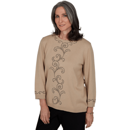 Womens Alfred Dunner Travel Advisory Beaded Scroll Sweater