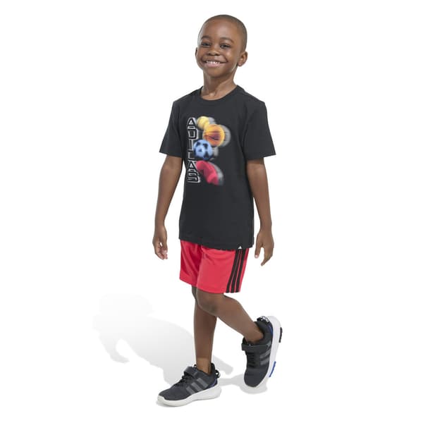 Boys (4-7) adidas® Short Sleeve Blurred Sports Tee & Shorts Set