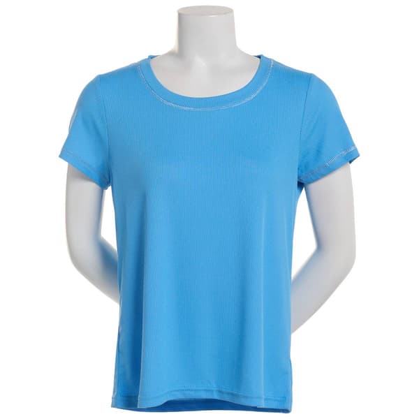 Petite Dollhouse Brushed Poly Rib Tee w/ Lurex Trim Pajama Tee - image 