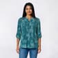 Petite Notations 3/4 Sleeve Chain Pleat Henley Jacquard Blouse - image 1