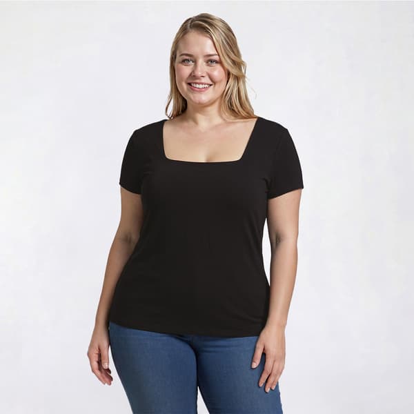 Juniors Plus Derek Heart Square Neck Double Layer Top - image 