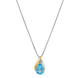 Gemstone Classics&#40;tm&#41; Pear Swiss Blue & White Topaz Necklace