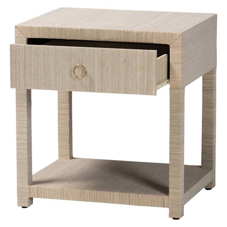bali & pari Nata Bohemian Woven Natural Grasscloth Nightstand