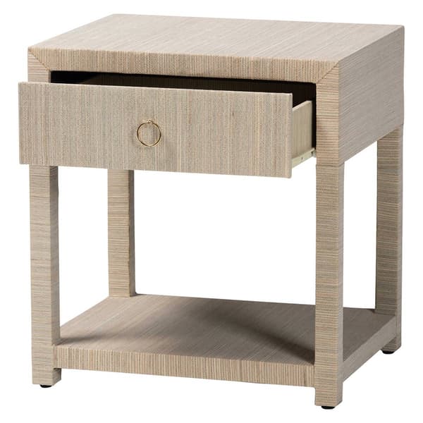 bali & pari Nata Bohemian Woven Natural Grasscloth Nightstand