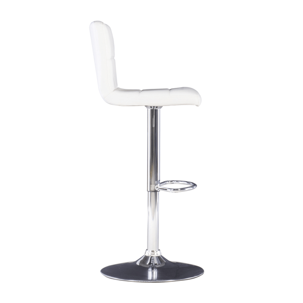 Linon Home Decor Brandt White Faux Leather Adjustable Barstool