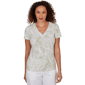 Petite Hearts of Palm Printed Essentials Tropical V Neck Tee - image 1
