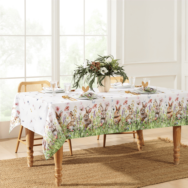 Threadmade Bunny Blossom Easter Tablecloth