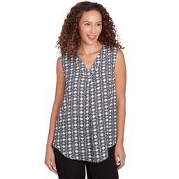 Womens Emaline Essentials Sleeveless V-Neck Medallion Blouse