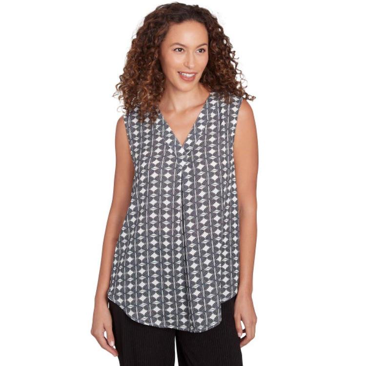 Womens Emaline Essentials Sleeveless V-Neck Medallion Blouse