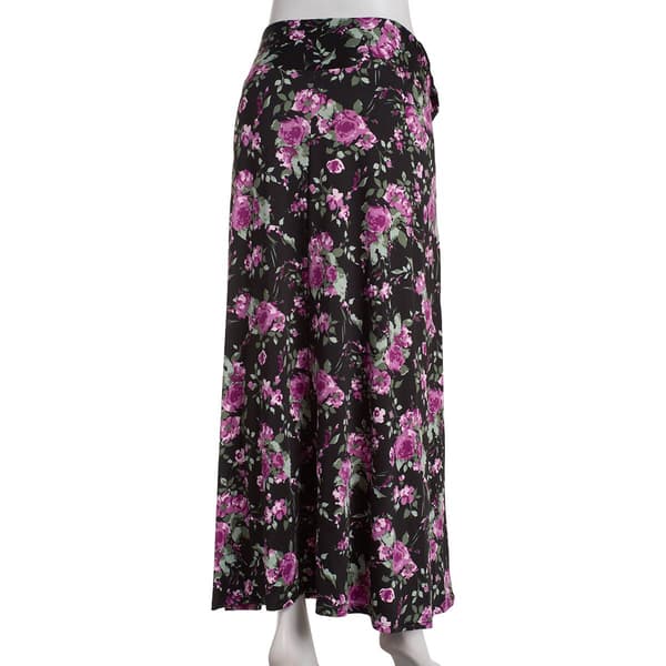 Plus Size NY Collection Pull On Tie Waist Skirt - Black/Mauve