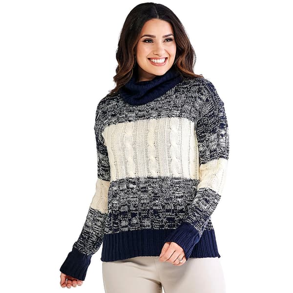 Plus Size Jason Maxwell Long Sleeve Cable Cowl Neck Sweater - image 