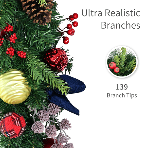 Puleo International 6ft. LED Ornaments & Pinecone Adorned Garland