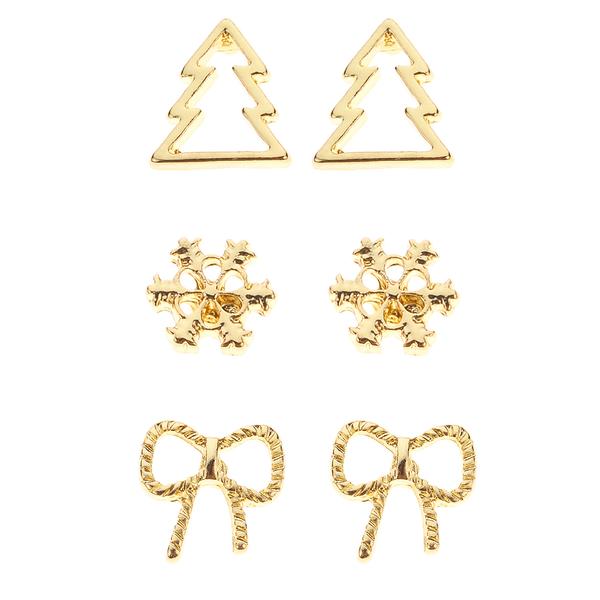 Bow/Tree/Snowflake Trio Earrings - image 