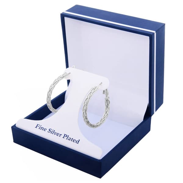 Fine Silver Plated 30mm Braided Hoop Earrings
