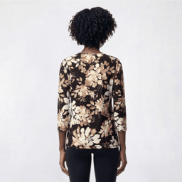 Womens Emily Daniels 3/4 Sleeve Floral Jacquard Blouse