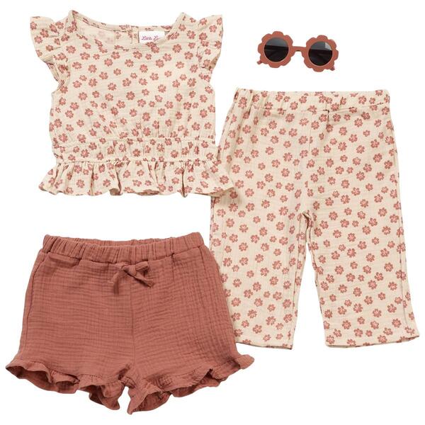 Toddler Girl Little Lass&#174; 3pc. Floral Set w/ Shorts & Sunglasses