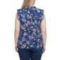 Plus Size NY Collection Cap Flutter Sleeve Floral Tie Neck Blouse - image 2