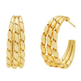 Marsala Gold Plated Triple Row Twists Hoop Earrings