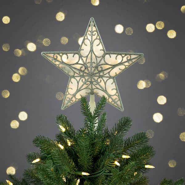 Northlight Seasonal 9in. LED Gold Glitter Star Tree Topper