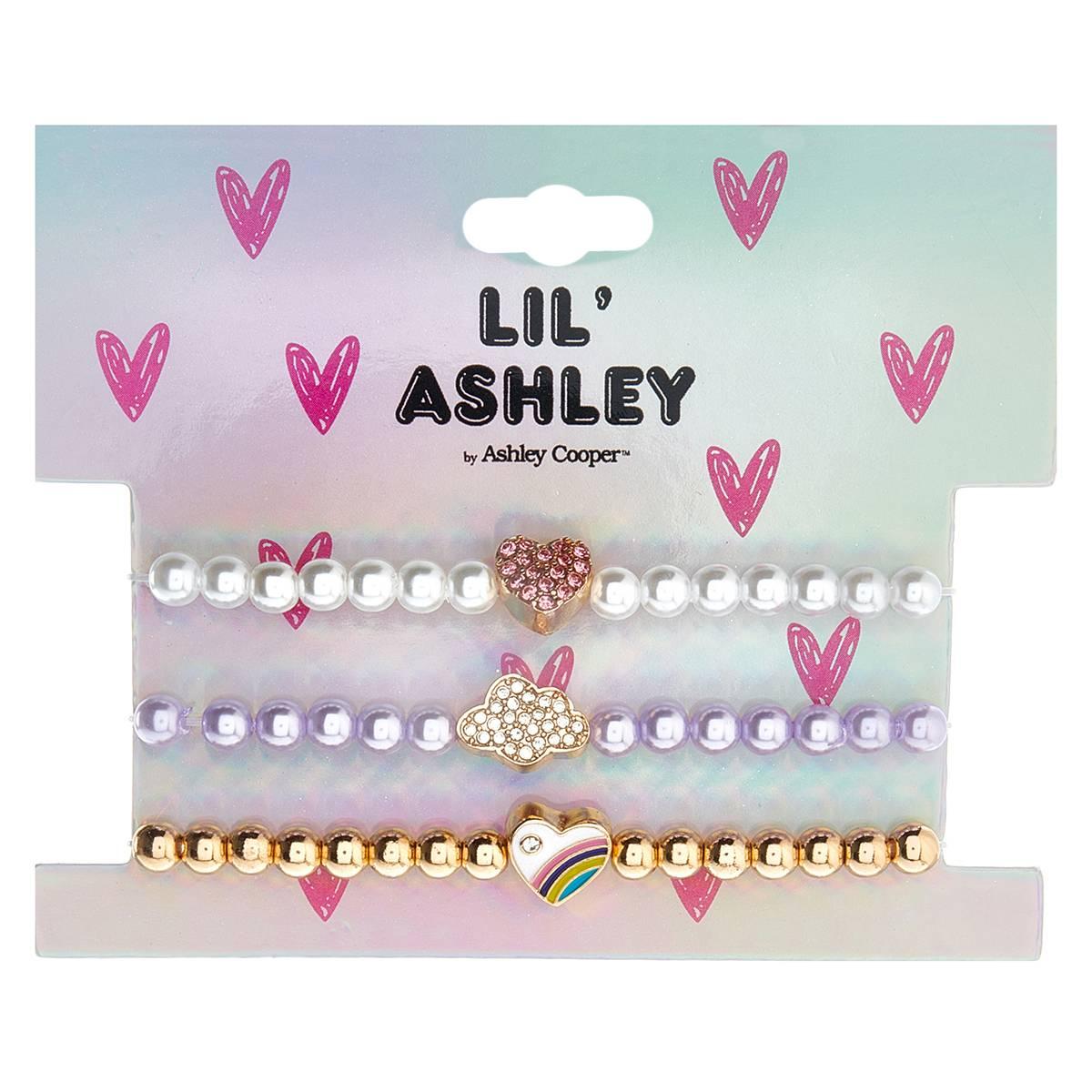 Kids Lil’ Ashley 3pc. Pave/Heart/Cloud/Rainbow Heart Bracelets
