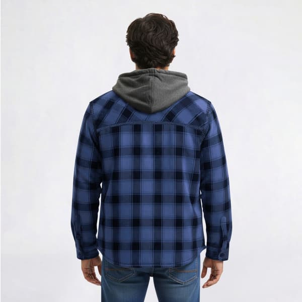 Mens Smith''s Sherpa Lined Flannel Shirt Jacket - Navy/Crn