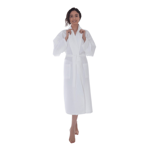 Unisex Ozan Premium Home Waffle Turkish Cotton Bath Robe - image 