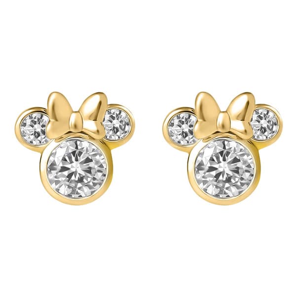 Disney Minnie Mouse Yellow Gold Plated CZ Stud Earrings