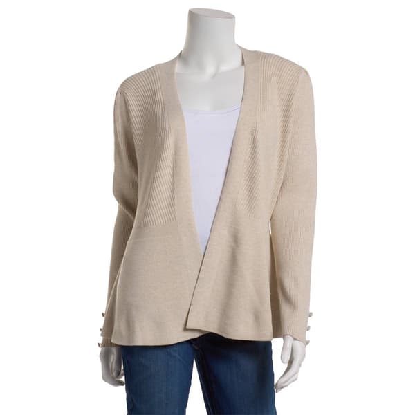 Womens 89th & Madison Long Sleeve Solid Button Trim Sweater - image 