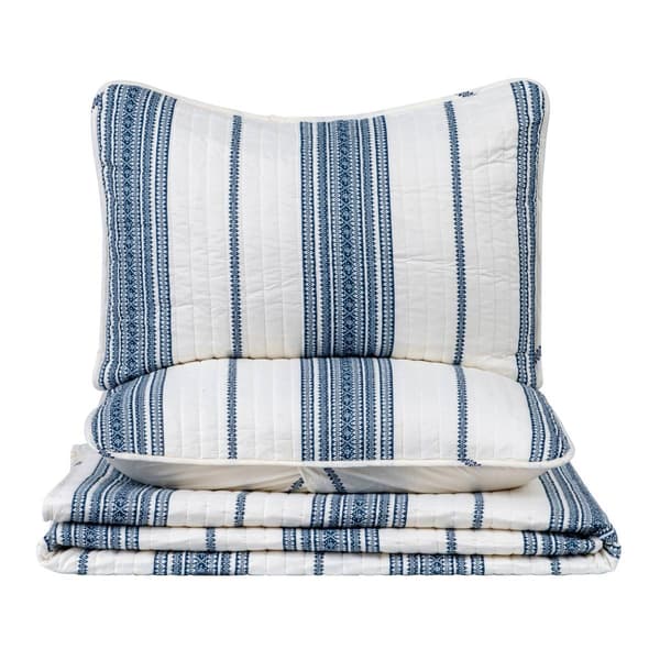 FreshFolds 3pc. Farmhouse Inspired Striped Reversible Quilt Set