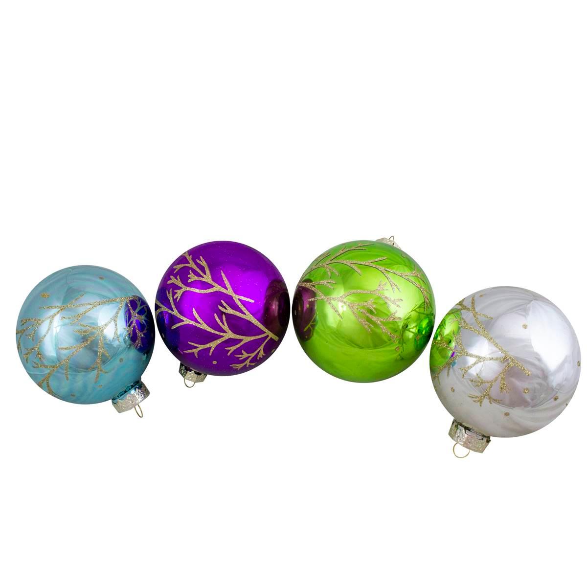 Northlight Seasonal 100mm Glass Christmas Ornaments - Set...
