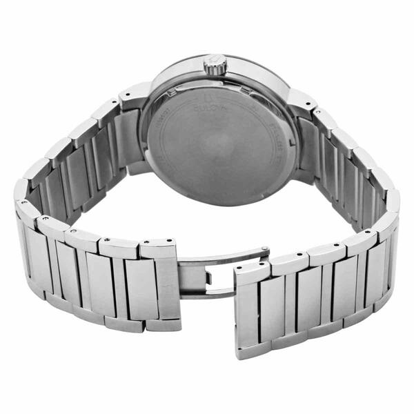 Mens Bulova Stainless Steel Black Dial Watch - 96C105