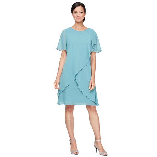 Plus Size SLNY Short Sleeve Asymmetric Tulip Sheath Dress - image 