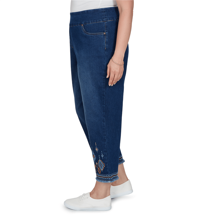 Plus Size Alfred Dunner Tuscany Pull On Aztec Embroidered Jeans