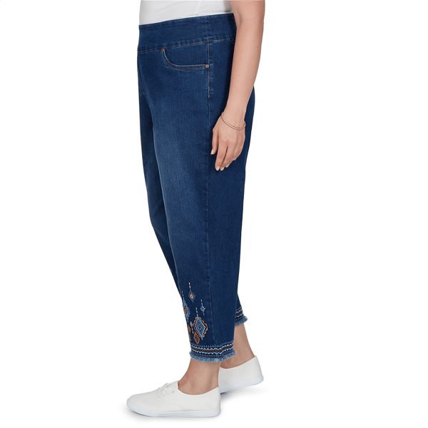 Plus Size Alfred Dunner Tuscany Pull On Aztec Embroidered Jeans