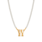 1928 16in. Gold-Tone W Initial Pearl Pendant - image 1