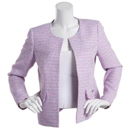 Womens Kasper Tweed Jacket w/Fringe Flap Pockets