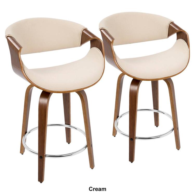 LumiSource Curvini Mid-Century Modern Counter Stools - Set of 2