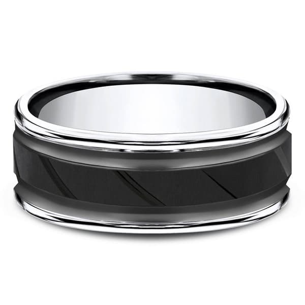 Mens Endless Affection™ 8mm Cobalt Black Cut Center Band Ring
