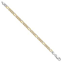 Gold Plated over Sterling Silver Two-Tone Figaro Chain Bracelet