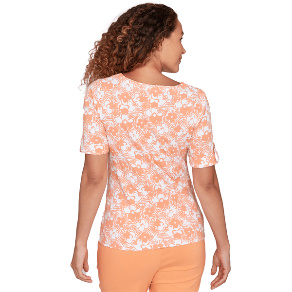 Petite Hearts of Palm All Sun and Games Abstract Floral Blouse