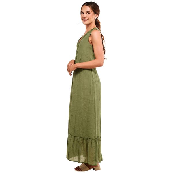 Womens Luxology Sleeveless V-Neck Gauze Maxi Dress