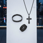 Mens Iron Saints Faith Black Lord’s Prayer Engraved 3pc. Set - image 15