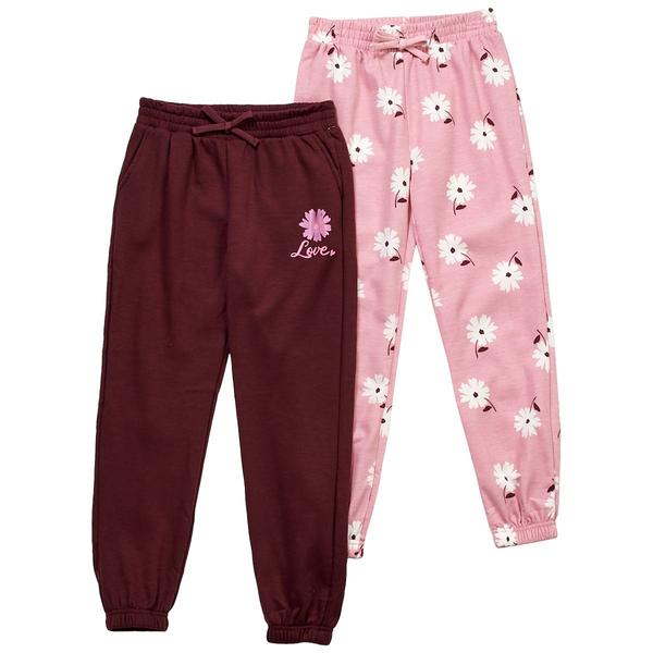 Girls (7-12) BTween(R) 2pk. Love Shimmer Flower & Floral Joggers - image 