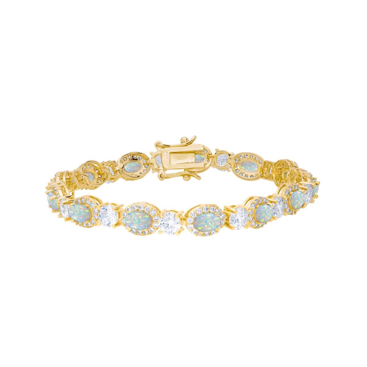 Gianni Argento Gold Plated Lab Opal Oval Bracelet