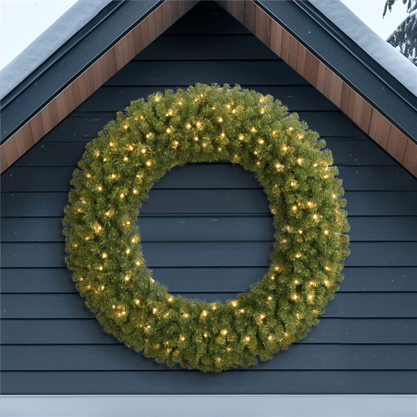 Puleo International 48in. Pre-Lit Warm White Utah Spruce Wreath