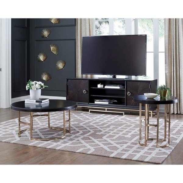 Coaster Corliss Americano and Rose Brass Round End Table