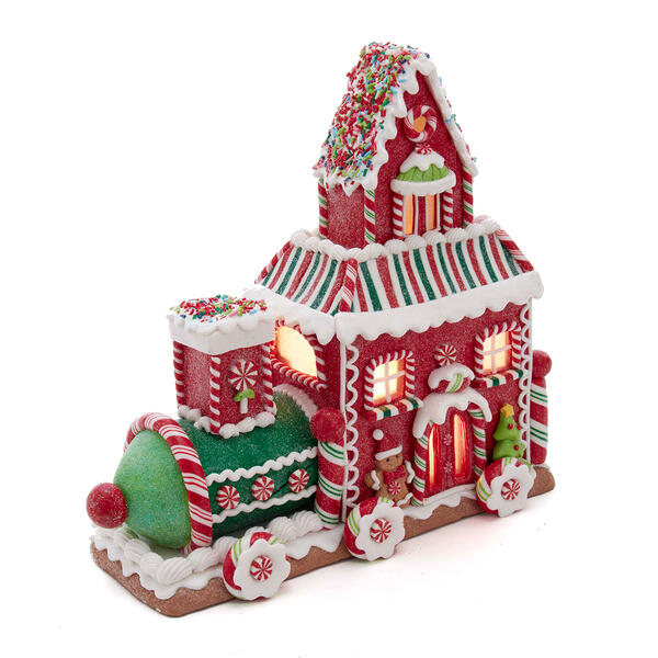 Kurt S. Adler 10.5in. LED Gingerbread Train House - image 