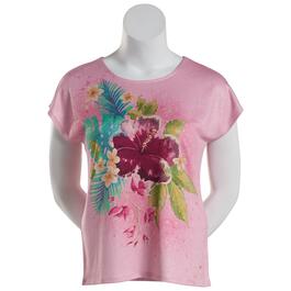 Womens Emily Daniels Short Sleeve Hibiscus Sublimation Tops