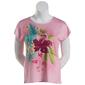 Womens Emily Daniels Short Sleeve Hibiscus Sublimation Tops - image 1